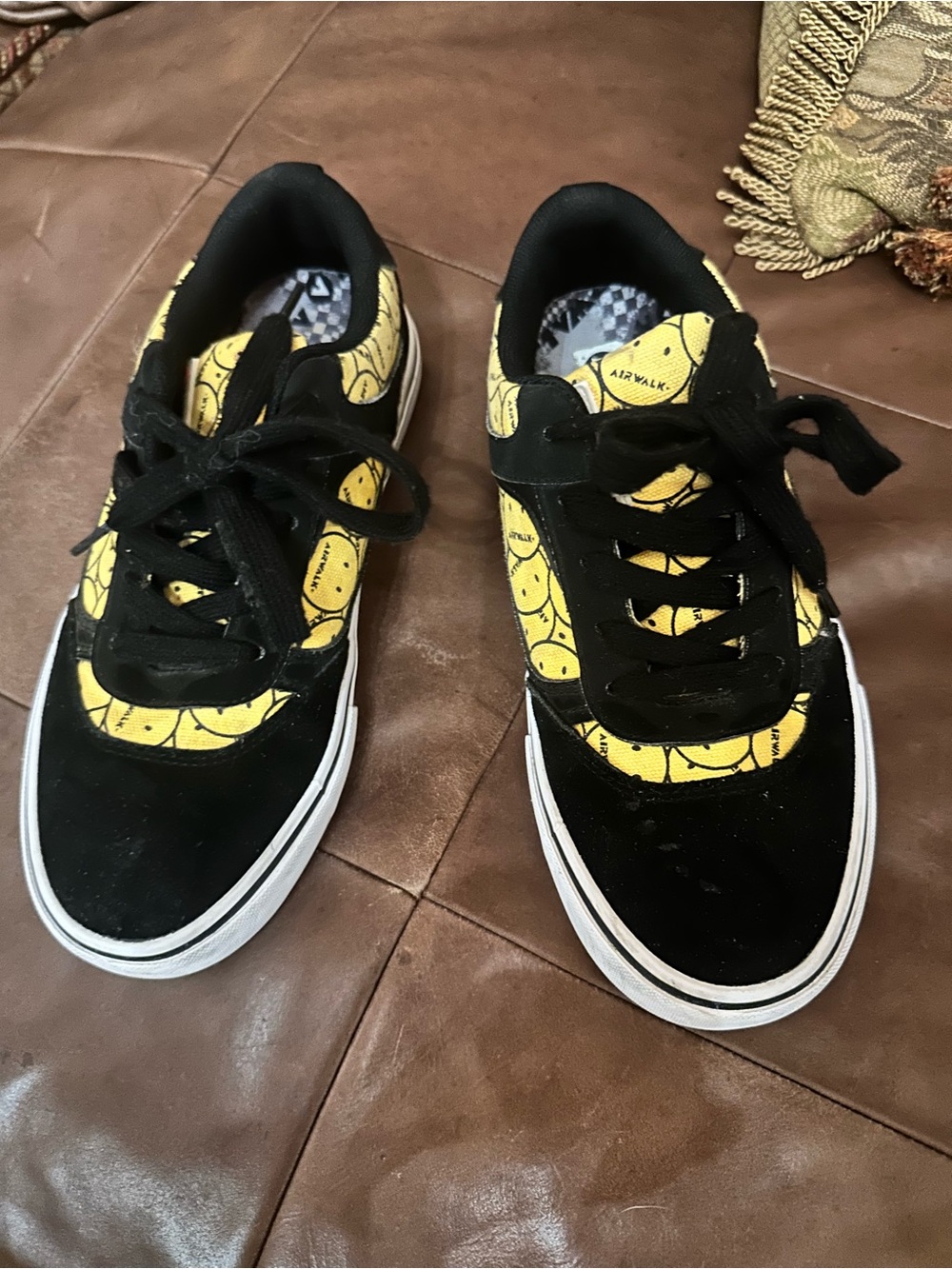 Airwalk Black & Yellow Smiley Low-Top Skate Shoes